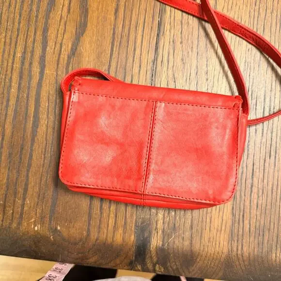 Vintage Inspired Red Leather Crossbody Bag with Hand-Stitched Details Boho - Picture 4 of 11
